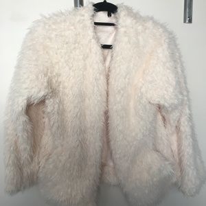 White fur coat (faux fur) - Size Small/Medium